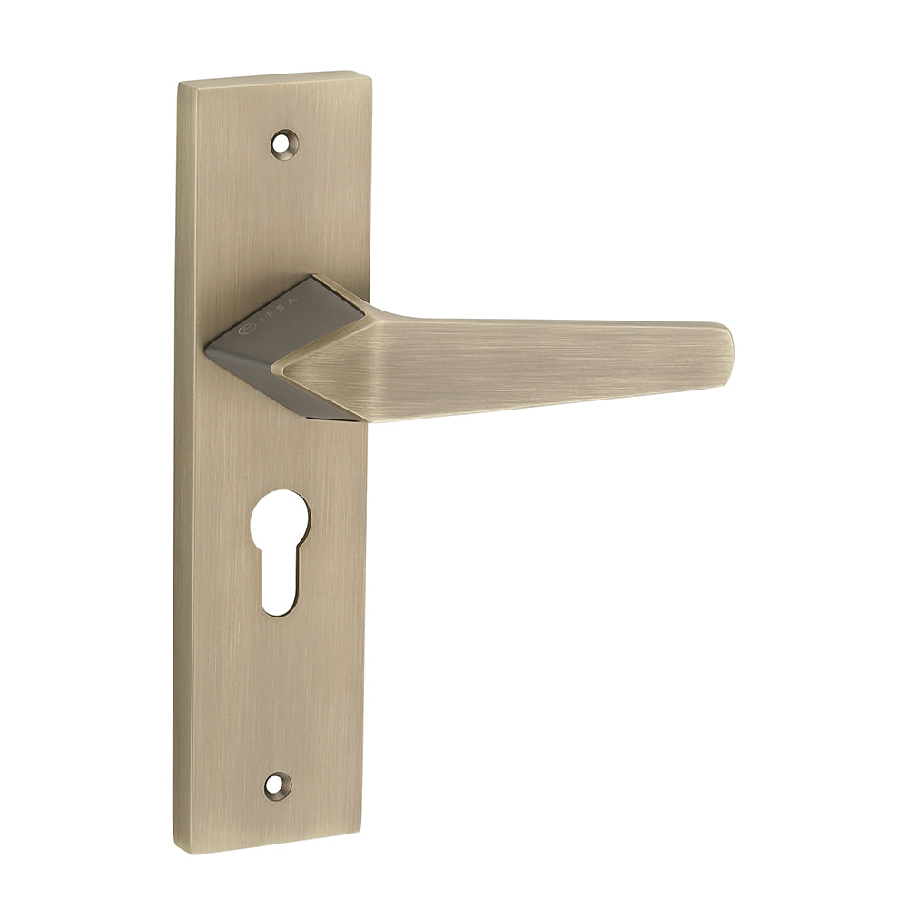 IPSA Peru Iris Handle Series on 8" Plate CYS Lockset with 60mm One Side Key and Knob - Matte Finish MAB